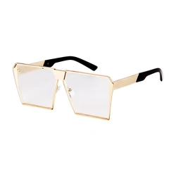 Vintage Oversized Steampunk Mirror Lens Sunglasses - Metal Flat Top Unisex Shades (As Picture)