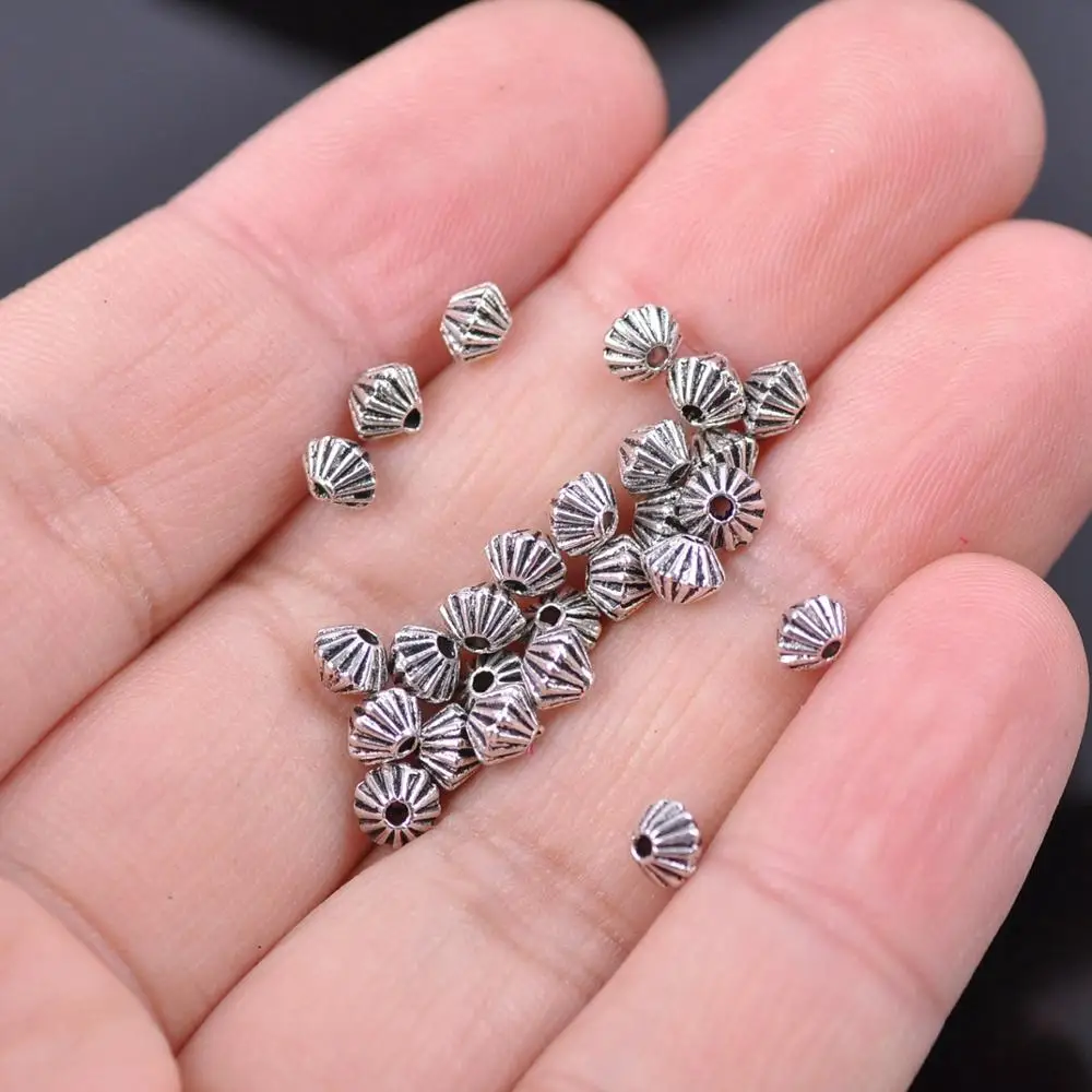 BronaGrand Perline Distanziali Foro Grande 5,5 Mm - 60 Pezzi In Lega Tibettana, Colore Argento Antico, Per Gioielli Fai Da Te