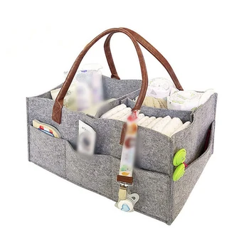 

Baby 1*Storage bag Diaper Kids Storage Gray Polyester + Felt 38*25.5*18cm