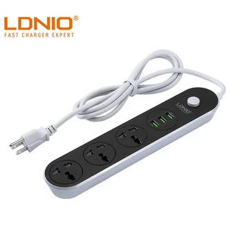 

LDNIO EU Plug 3 Socket 3 USB Ports USB Charger Power Strip Type Desktop Power Wall Mounted Extension Cord for Home Network