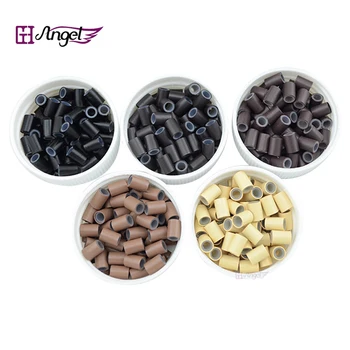 

Wholesale 2500pcs 4.5*3.3*6.0mm Copper Lined Silicone Tubes Micro Loop Links/Beads Hair Ring for Hair Extensions Braids Tools