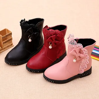 

Toddler Infant Kids Baby Princess Butterfly Knot Shoes Fashion Leather Boots Children's shoes Children's boots New Brand