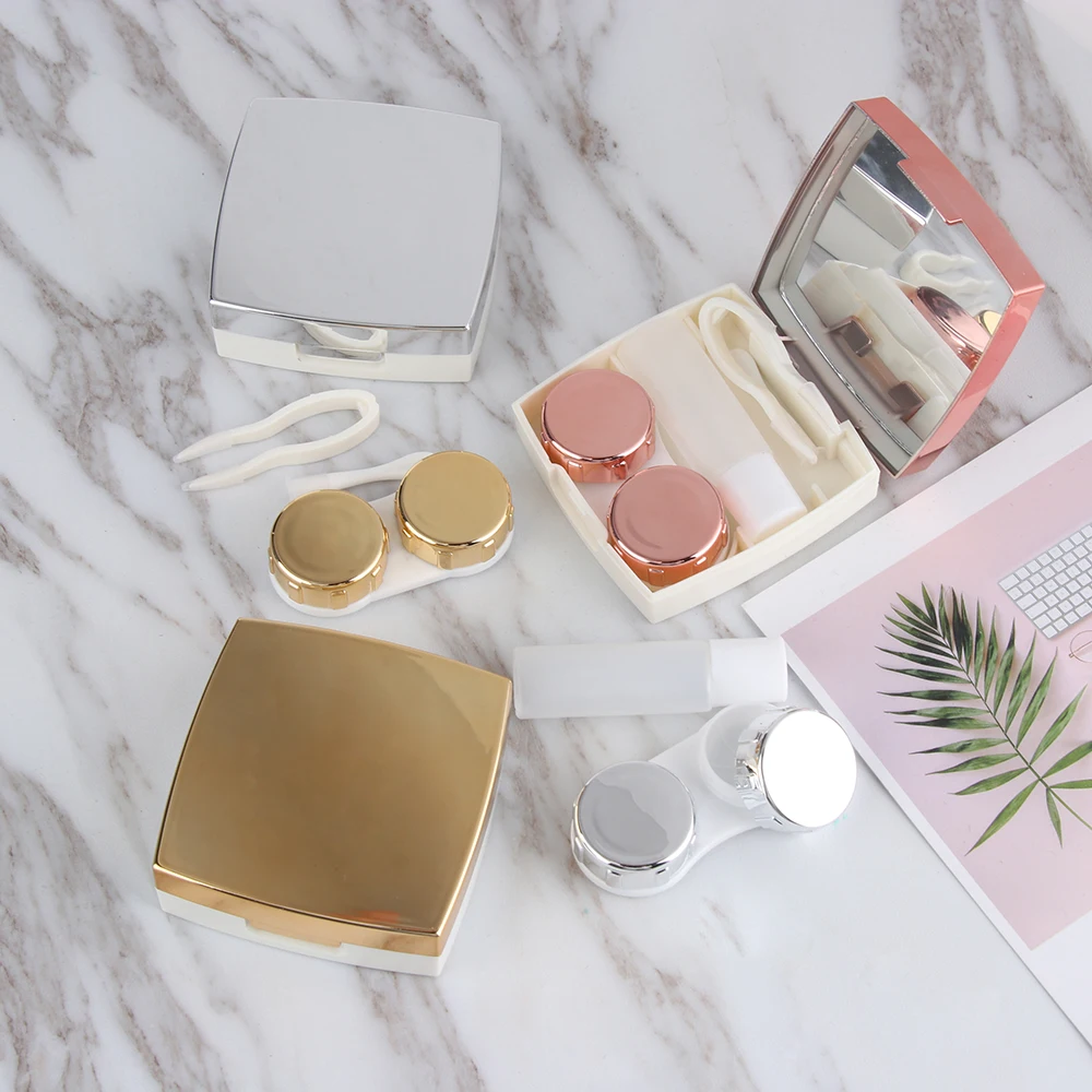 

2020 New Fashion Multi-purpose Travel Size Portable Plastic Contact Lens Case Lenses Soaking Storage ABS Plastic Box Mirror Case