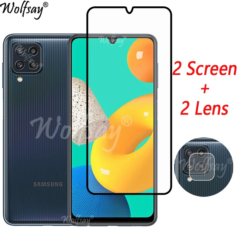 Vetro Temperato A Copertura Totale Per Samsung Galaxy M32 Pellicola Salvaschermo Per Samsung M32 Vetro Per Fotocamera Per Samsung M32 Vetro Da 6.4 Pol