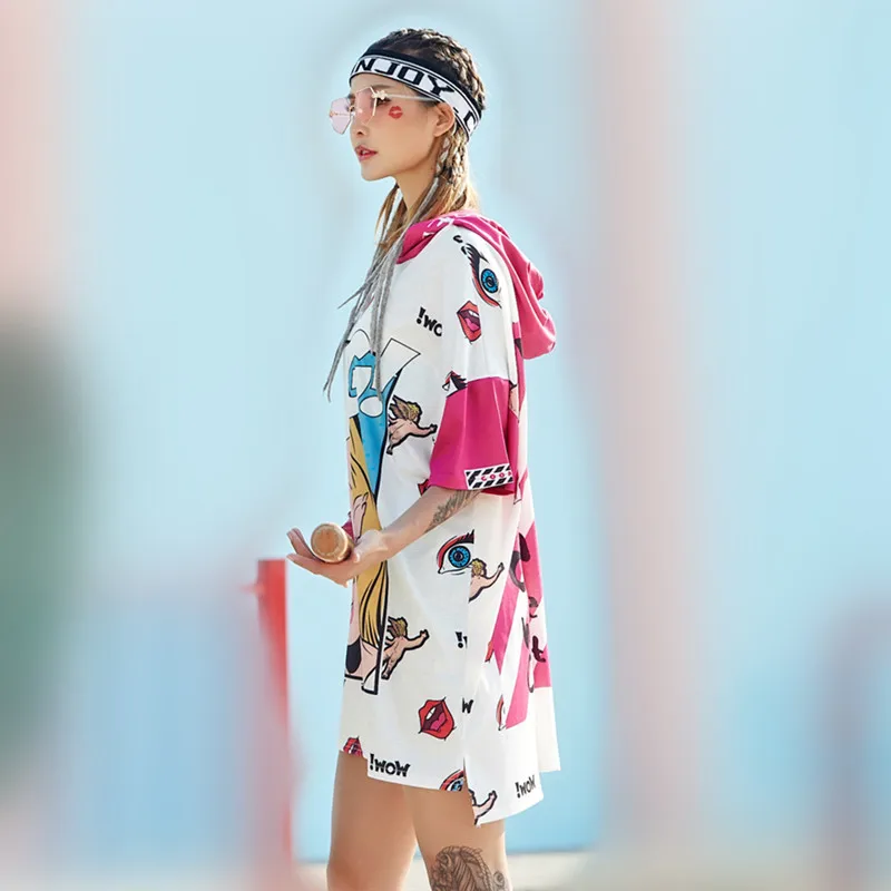 Граффити 2020 мультфильм забавная длинная футболка с капюшоном хип-хоп стиль хиппи