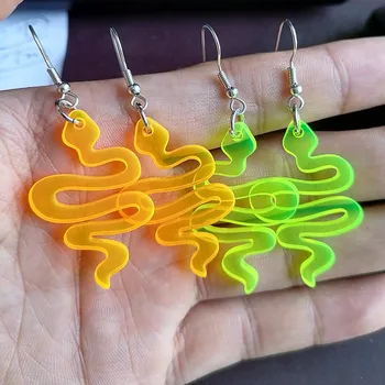 

NEW Neon Yellow Green Acrylic Snake Drop Earrings for Women Girls Resin Long Dangle Earings Fashion Female Party Jewelry Gifts