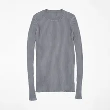  Women Sweater Pullover Basic Ribbed Sweaters Cotton Tops Knitted Solid Crew Neck With Thumb Hole 