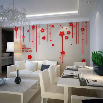 

Flowers 3d Acrylic Wall Stickers Modern Wallpaper Home Decorations Living Room Bedroom Wall Decals Sticker Mural Warm 3 Colors W