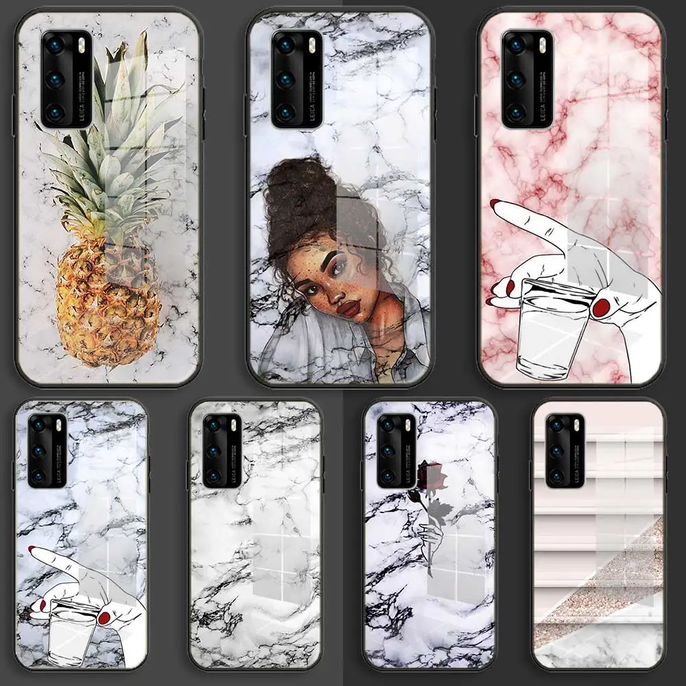 Мягкий стеклянный чехол для Samsung S20 S11 S10 S9 S8 Plus lite 10e fe черный из ТПУ с мраморным
