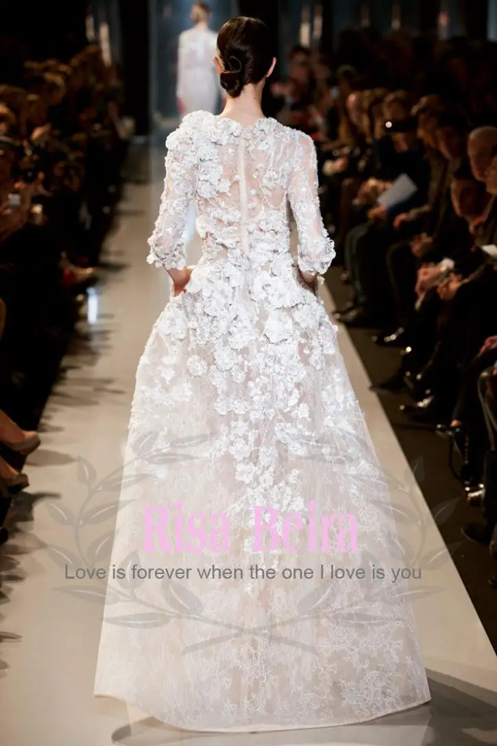 casamento мода vestido de noiva длинные кружевные рукава Цветы вечерние свадебное платье Мать невесты платья