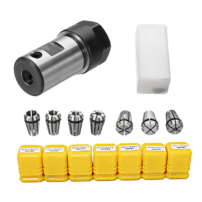 

ER11 Spring Collet 1/2/3/4/5/6/7mm with 5mm ER11A Extension Rod Motor Shaft Holder Dropshiping 7pcs High Carbon Steel