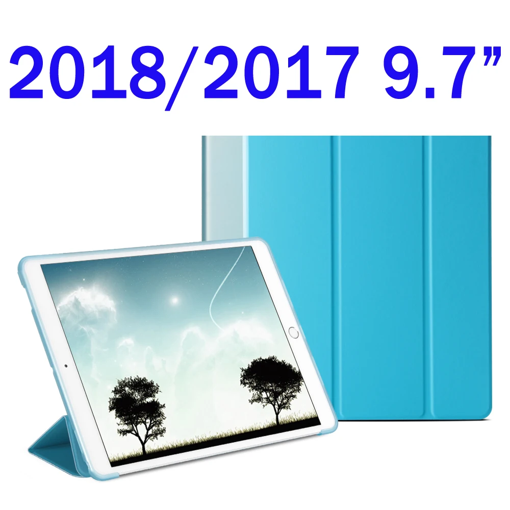 Sky blue 2018 Для iPad Air 2 Air 1 чехол iPad чехол Funda ультра тонкий из искусственной кожи силиконовый жесткий чехол для iPad 9,7 6th поколения чехол - Цвет: Sky blue 2018