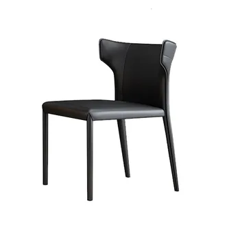 

Dining chair simple Italian minimalist leather chair North European small family chair designer Hong Kong Style Restaurant Hotel