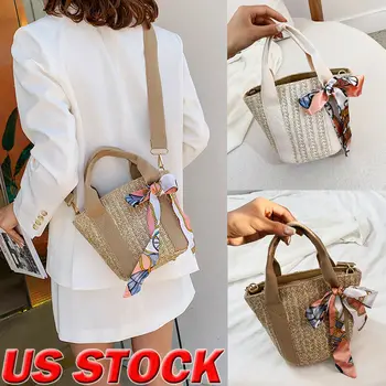 

Women Straw Bag Summer Beach Rattan Shoulder Bags Ladies Crossbody Bag Handbag