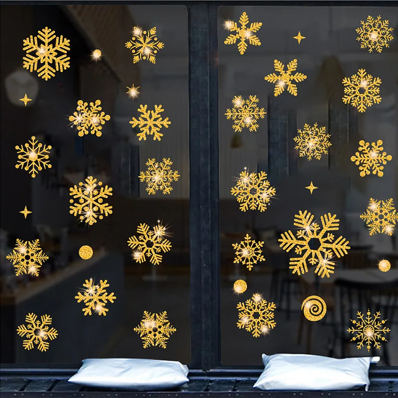 Electrostatic Sticker Wallpaper Snowflake Glitter-Effect Window Christmas Home-Decoration