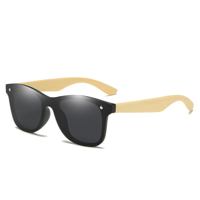 Pro Acme, поляризационные деревянные солнцезащитные очки без оправы, мужские, квадратная оправа, бамбуковые солнцезащитные очки, женские, мужские, зеркальные линзы, ручная работа, zonnebril PC1329 - Цвет линз: C1 Black