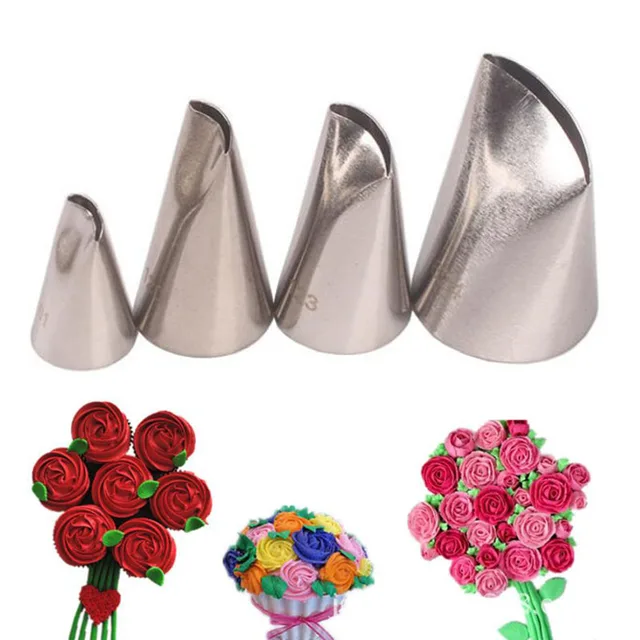 4Pcs #61 #120 #123 #874 Rózsa Sziromfém Krém Tippek Torta Díszítő Szerszámok Acél Jegesedés Csövek Fúvókák Dekorációs Szerszám - Image 2