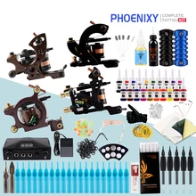 Полный набор тату-машин, четыре тату-машины, 10 цветов, пигмент Lnks Black power, Перманентный макияж, наборы татуировок водное тату