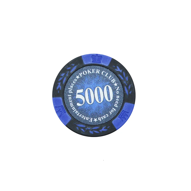 K8356 25 шт./лот 14 г Корона Пшеница PokerClub фильм чипы монеты Baccarat Texas Hold'em двойной цвет Корона глина покерные игровые чипы - Цвет: 5000 yuan face value