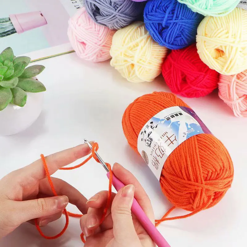 50g/set Milk Cotton Yarn Fine Quality Hand-Knitting Thread Soft Warm DIY Cotton Threads Baby Wool for Hand Knitting Crochet Yarn