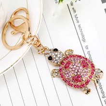 Дизайн в Корейском стиле креативный искусственным бриллиантом, счастливая черепаха автомобильный брелок для ключей женская сумка кулон брелок металл настраиваемый подарок