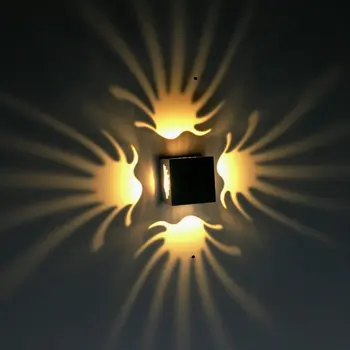 

LED Square Palm Four Sides Phoenix Tail Wall Lamp Aluminum Creative Corridor Aisle Lights Wall Decoration Lamp 3w