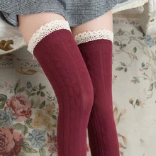 Новые гольфы, носки до бедер, женские носки, кружевные, крученые, хлопковые чулки, японский стиль колледжа