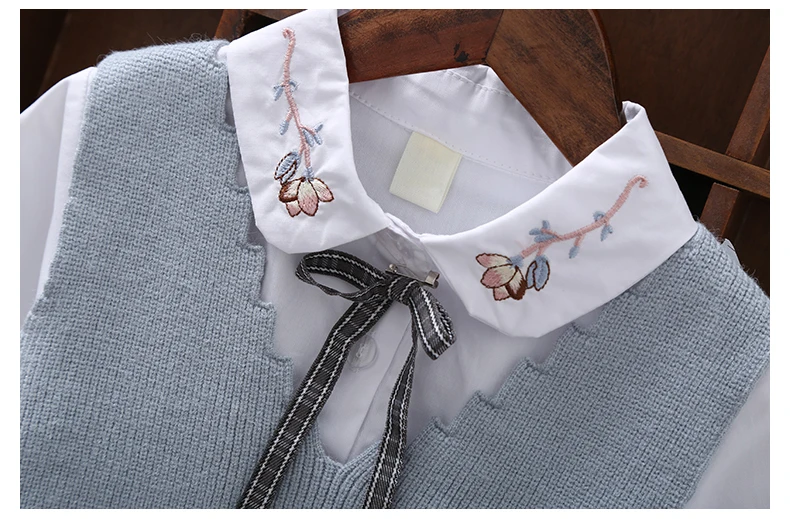 女童秋装连衣裙公主新款洋气学院风马甲毛衣中大儿童两件套装裙子_B7_18