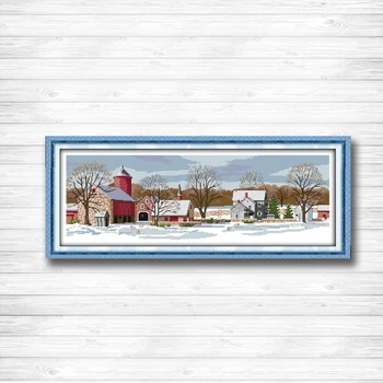 

Northern scenery snow dmc 14CT 11CT counted cross stitch Needlework Set Embroidery kits chinese cross stitch Home decor