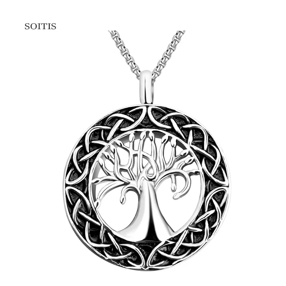 SOITIS 2019 New Style Engravable Ashes Necklace Tree of Life Round Cremation Pendant Fillable Fashion Keepsake For Memory | Украшения и
