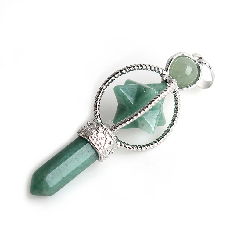 green aventurine 1 шт. натуральный камень кварц аметисты авантюрин звезда в форме стрелы женское ожерелье кулон - Окраска металла: green aventurine
