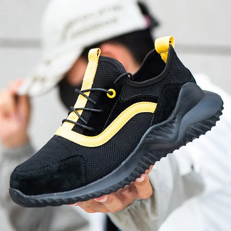 

DIHOPE Work Safety Shoes Men Air Mesh Breathable Steel Toe Cap Boots Mens Labor Insurance Puncture Proof Casual Sneakers Men