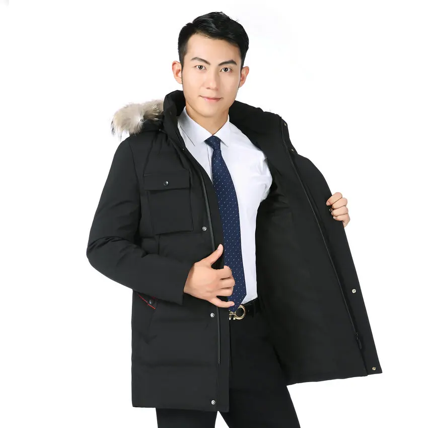 Men Winter Puffer Parkas Navy Blue Black Fur Collar Hooded Overcoats Male Thicken Warm Puff Outerwear Man Hood Basic Coat 2019 Men Winter Puffer Parkas Navy Blue Black Fur Collar Hooded Overcoats Male Thicken Warm Puff Outerwear Man Hood Basic Coat 2019