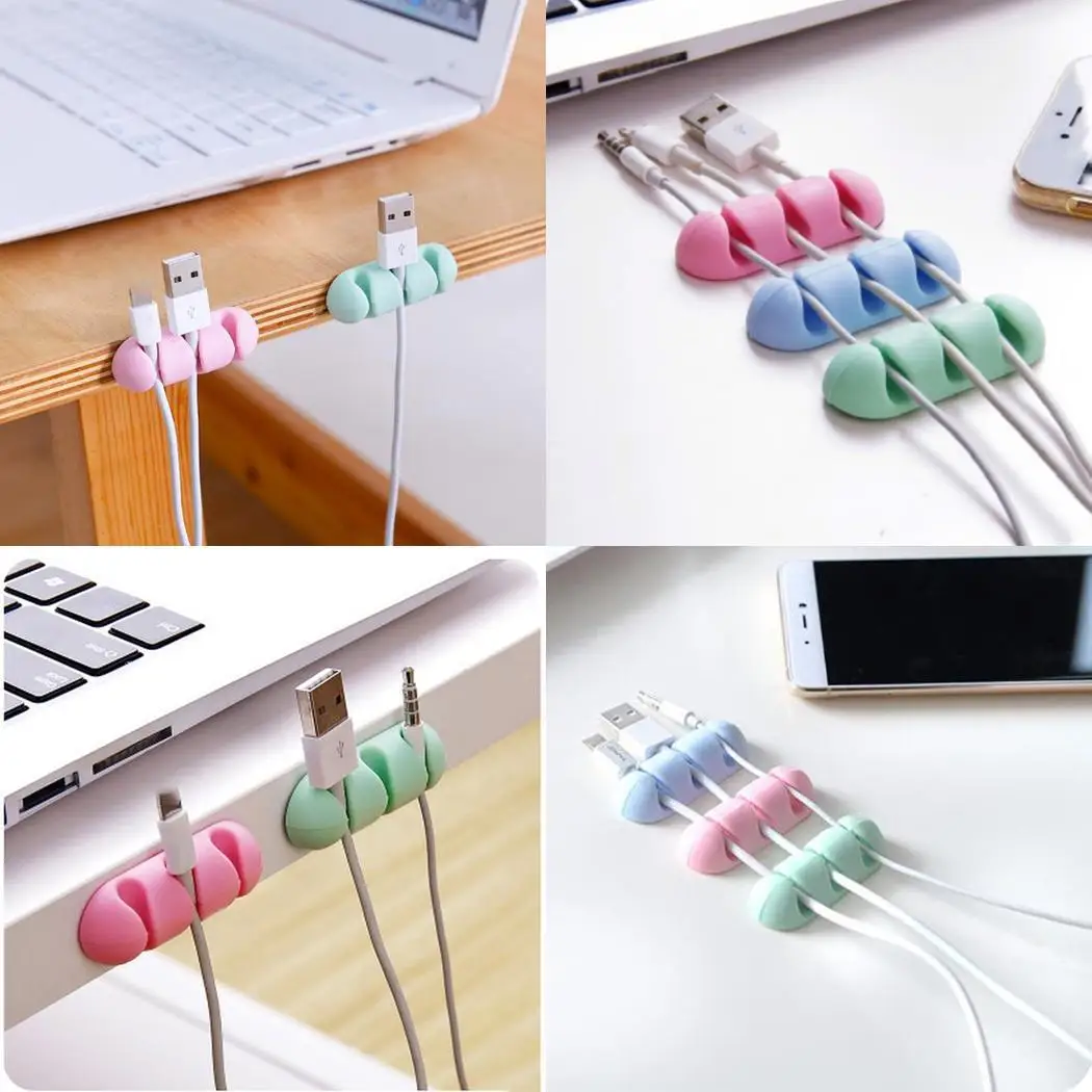 Прочный самоприлипающий Настольный кабель Winder Cord Organizer синий/зеленый/розовый кабель для передачи данных, защита для наушников