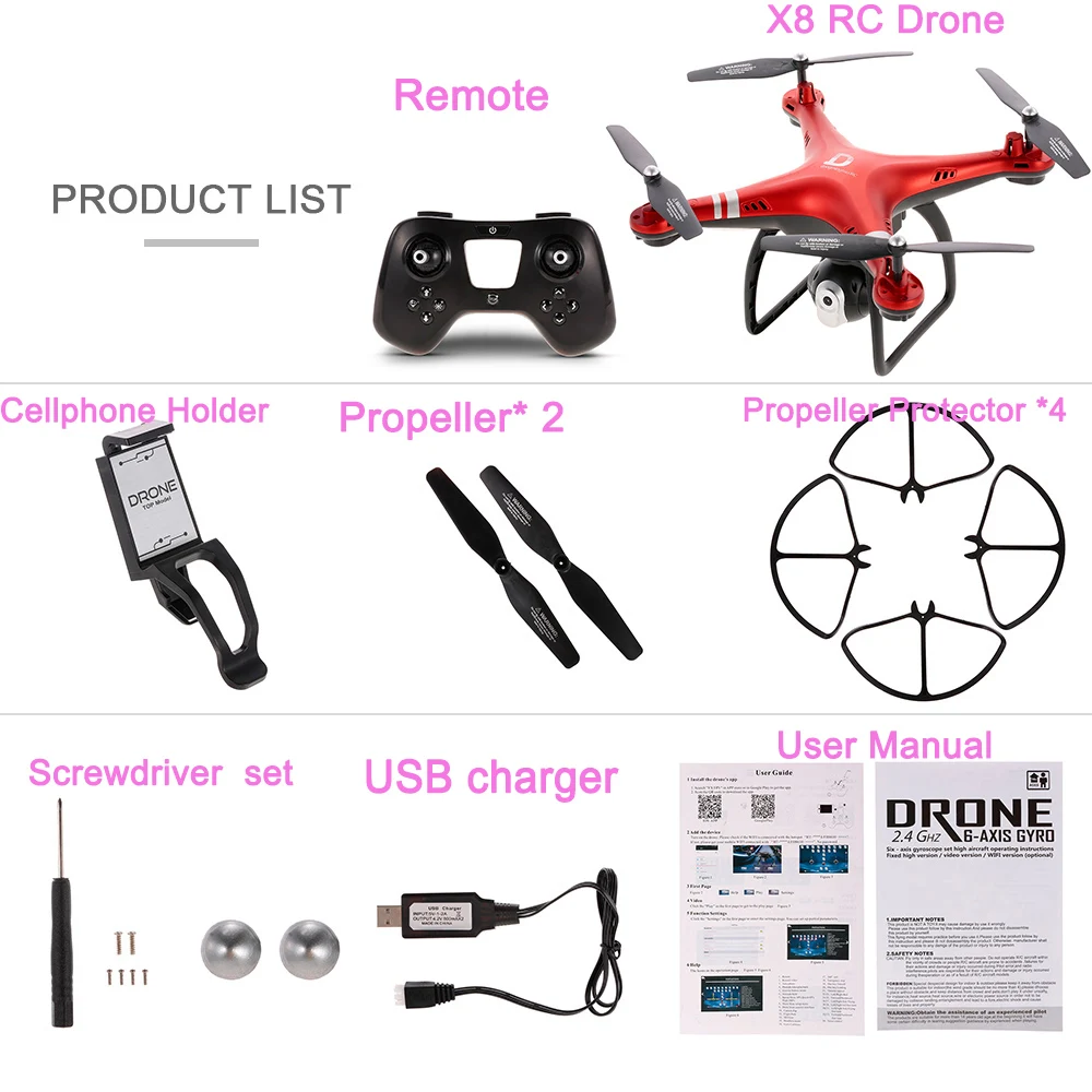 Dongmingtuo X8 FPV 2,4G 720P HD камера с высоким режимом удержания, Wi-Fi, удержание высоты, RC Квадрокоптер X8 FPV 720P Wifi Дрон - Цвет: RM9798R-1 480P Wifi