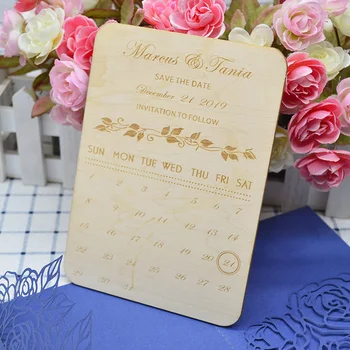 

Custom wooden crafts laser cut wedding invitations save the date wood card