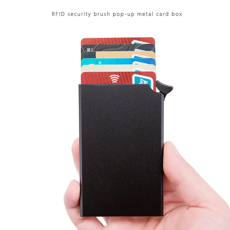 RFID Anti-theft Smart Wallet Thin ID Card Holder Unisex Automatically Solid Metal Bank Case Business MiniCredit | Багаж и сумки