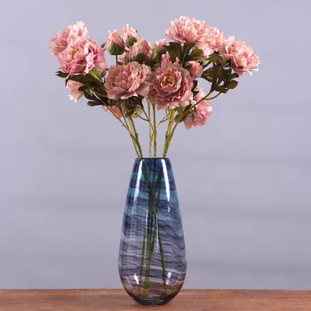 

Artificial 3 Head Xiantao Peony Wedding Simulation Rose Ceiling Flower Row Road Lead Home Decoration Artificial Yang Peony