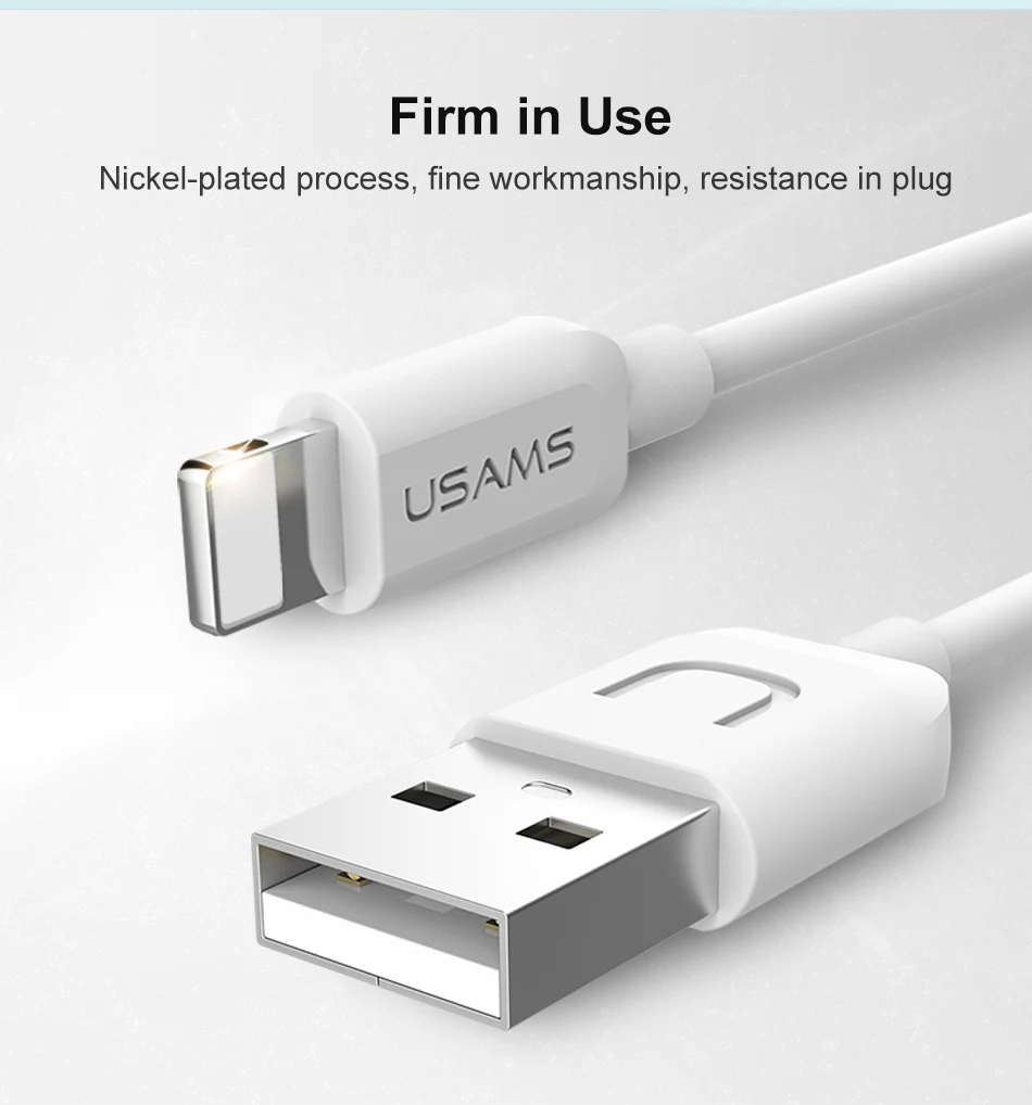 USB кабель для iPhone xr, USAMS iOS 2A кабель для быстрой зарядки для iPhone XS X 8 7 6 5 iPad синхронизация данных USB зарядное устройство для освещения кабель