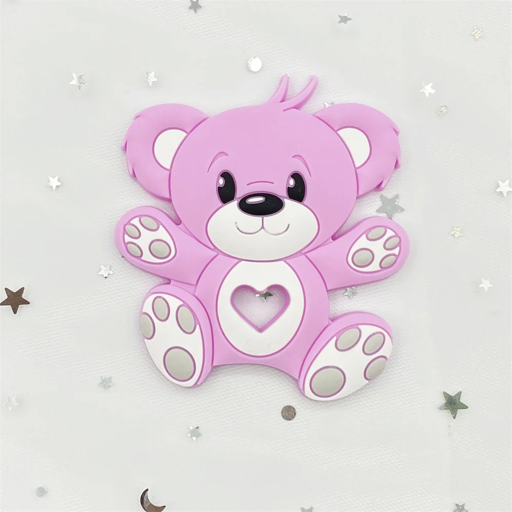 1pcs Bear Silicone Baby Teether rodent Teething Toys Chewable Animal beads Baby Products Nursing Gift DIY pendant necklace 5