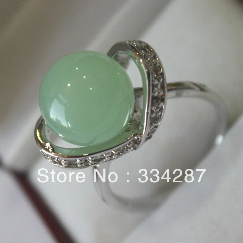 ++++ Beautiful Light Green Silver Jade 12MM Beads Women's Gift Fashion Jewelry Ring | Украшения и аксессуары