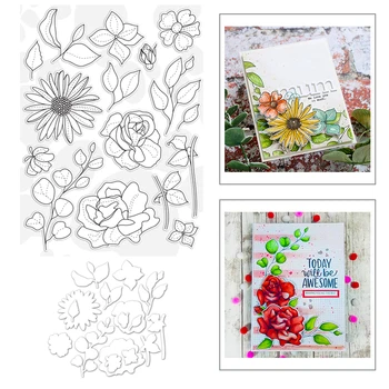 

2020 New Metal Cutting Dies and Clear Stamps Scrapbooking For Paper Making Flowers Mother's Day Embossing Card Dies Cuts Sets