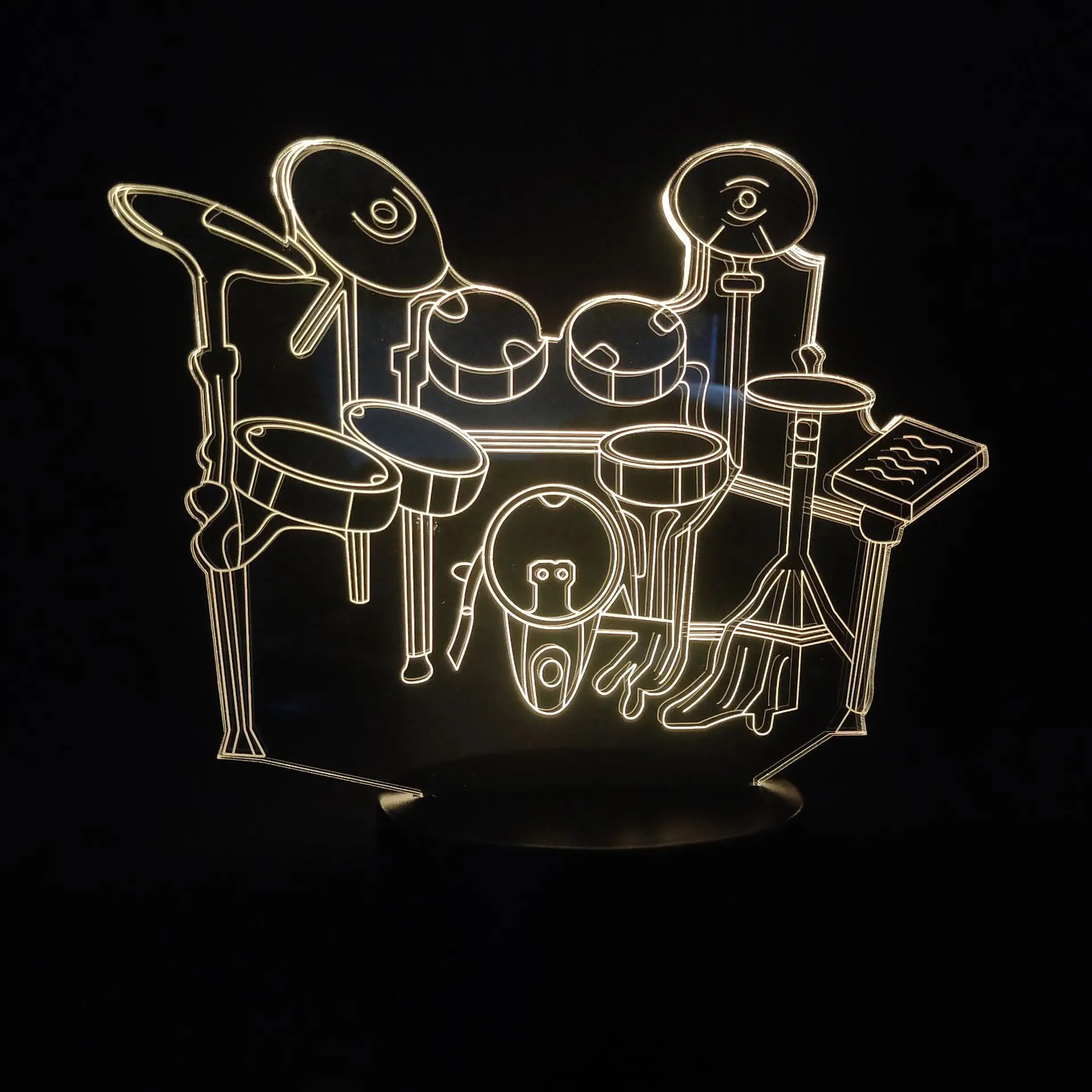 Drum kit 3D Illusion Lamp Christmas Gift Night Light Beside Table Lamp 16 Colors Auto Changing Desk Decoration Lamps Birthday