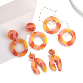 

AENSOA New Unique Design Multicolor Polymer Clay Earrings For Women 2020 Fashion Geometric Pendant Earrings Fashion Jewelry Gift