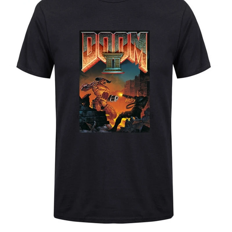 Baisc футболки Doom Ii Hell On Earth 1994 человек Crewneck короткий рукав Футболка Популярные MenFun |