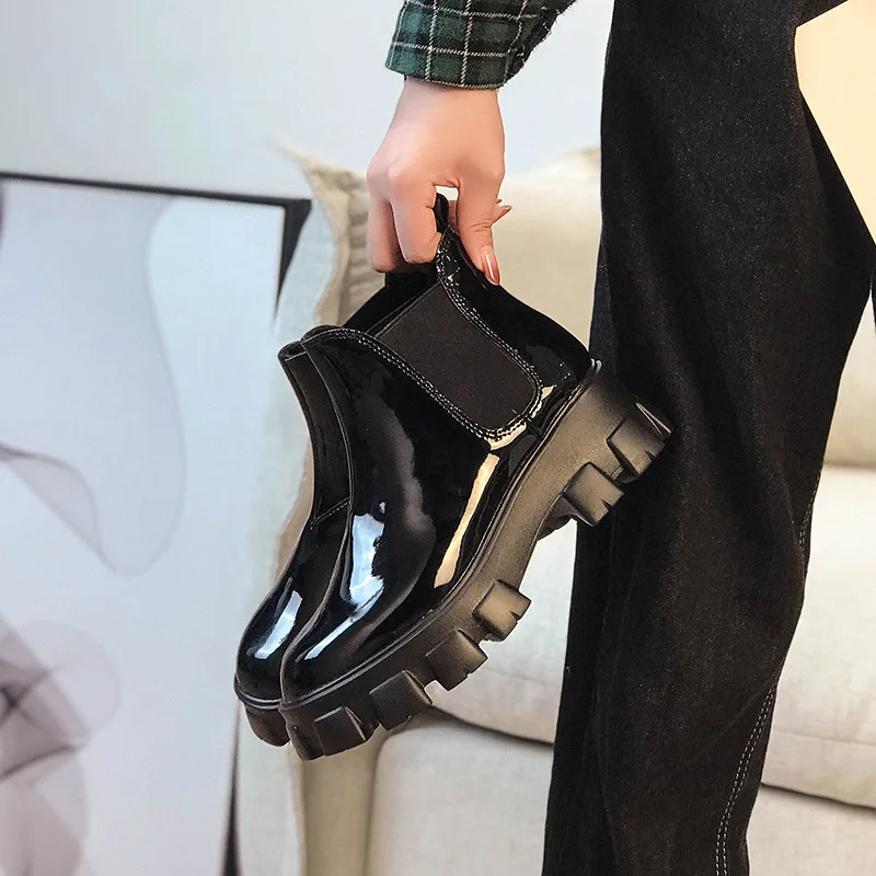 

Women Boots High Heels Boots-women Shoes Woman Winter Shoes Round Toe Chelsea Leather Booties Stiletto Mid Calf 2019 2020