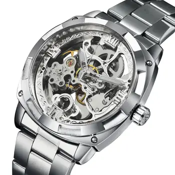 Reloj de lujo automático para hombre, diseño de marca superior, transparente, a la moda, Masculino