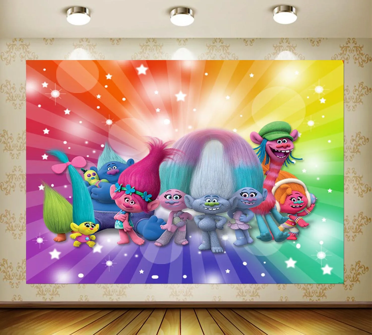 Trolls Background Party Supplies Child Faovr Elves family Birthday Table Decoration Photography Photo Backdrop Kids Vinyl Banner