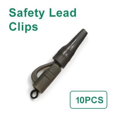 Safety Lead Clips 10 шт., вольфрамовые противоскользящие рукава для ловли карпа, вольфрамовые лески, резиновые трубки, рыболовные снасти - Цвет: Safety Lead Clips