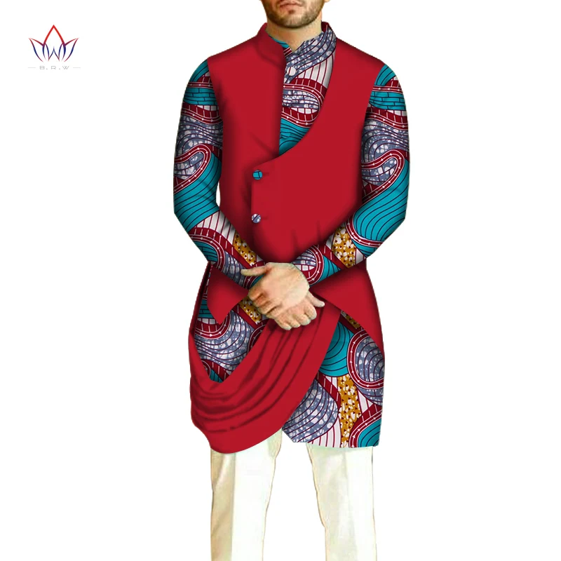 3 African Men Clothes Cotton Dashiki Men Long Sleeve Shirt Top Shirts Bazin Riche Men Shirt Traditional African Men Shirt WYN1016 - Цвет: 3
